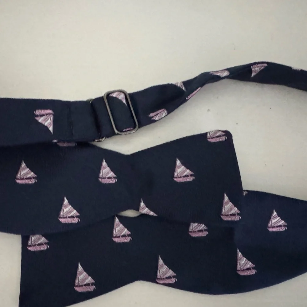 Beau Ties LTD- Navy Blue Sailboat Pattern Bow Tie